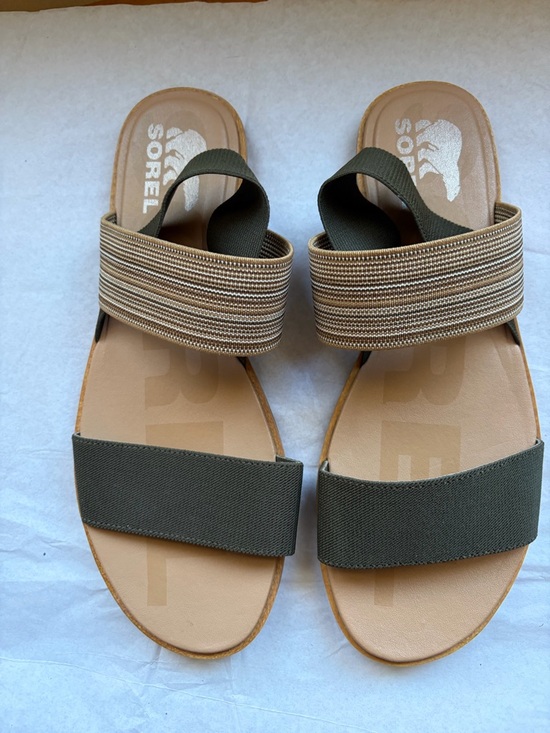 Sorel Women’s Ella II Strap Sandals Olive Green/Gum Size 10.5
